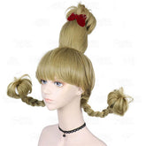 Xmas Cindy Lou Who Wig Christmas Cindy Whoville Blonde Braid Wig with Bow ACcosplay